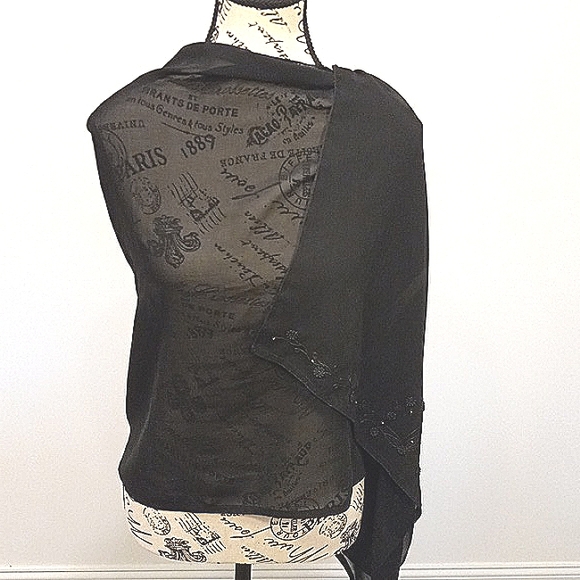 sheer scarf and wrap for new years  cooling effect embroided dainty soft botanic - Picture 9 of 13